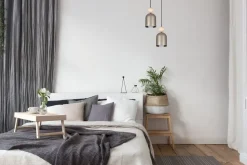 Hängeleuchte Champagner Metall Holz 2-flmg E27 Ø21 cm