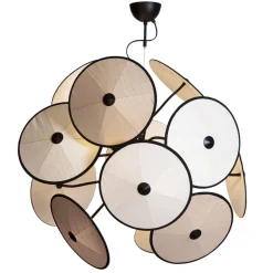 Hängeleuchte dekorativ Metall Stoff D: 83,5 cm 4x E14