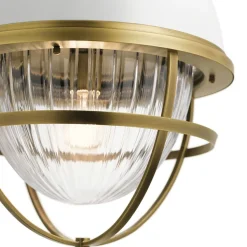 Hängeleuchte E27 D: 40,8 cm Metall Glas in Messing Weiß