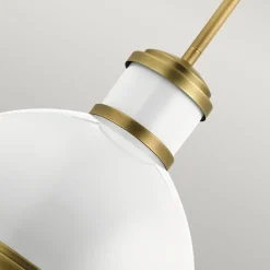 Hängeleuchte E27 D: 40,8 cm Metall Glas in Messing Weiß