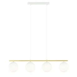 Hängeleuchte E14 Weiß Gold Kugelschirm Glas Metall