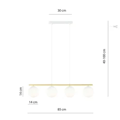 Hängeleuchte E14 Weiß Gold Kugelschirm Glas Metall