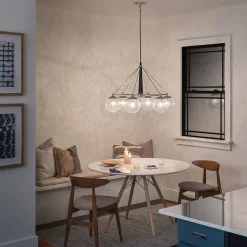 Hängeleuchte Esstisch Ø 87,6 cm Metall Regenglas Vintage