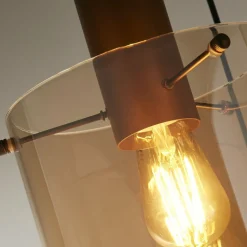 Hängeleuchte 3-flammig Braun Bernstein E27 D: 47 cm