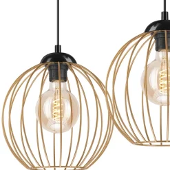 Hängeleuchte 2-flammig E27 in Schwarz Gold Metall Draht