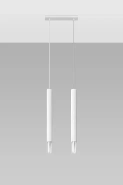 Hängeleuchte 2-flammig G9 Weiß Metall Glas Modern