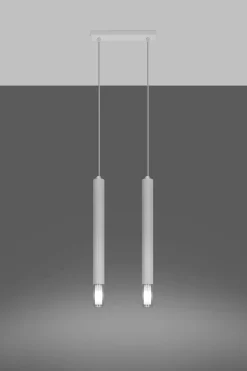 Hängeleuchte 2-flammig G9 Weiß Metall Glas Modern