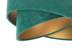 Hängeleuchte 3-flammig Grün Gold E27 Stoff Velours Optik