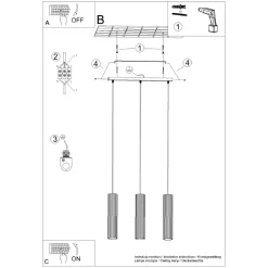 Hängeleuchte 3-flammig GU10 B: 45 cm schmal Weiß Modern
