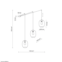 Hängeleuchte 3-flammig H: max. 2,1 m verstellbar Rauchglas
