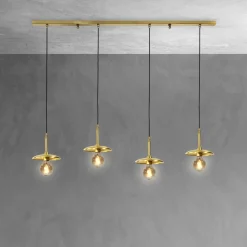 Hängeleuchte 4-flammig in Bronze hell E27 Echt-Messing