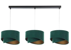 Hängeleuchte 3-flammig in Schwarz Grün Gold E27 Velours Optik