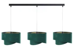 Hängeleuchte 3-flammig in Schwarz Grün Gold E27 Velours Optik
