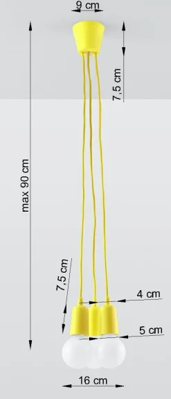Hängeleuchte Gelb verstellbar bis 90cm Retro NESSA