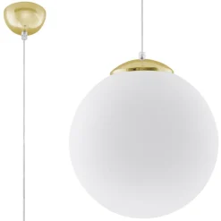 Hängeleuchte Glas Kugel Ø 30 cm E27 Weiß Gold BIANCO