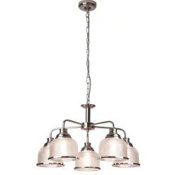 Hängeleuchte Glas Metall Ø 58 cm in Silber Klar 5x E27