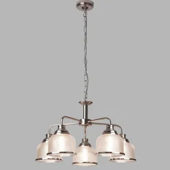 Hängeleuchte Glas Metall Ø 58 cm in Silber Klar 5x E27