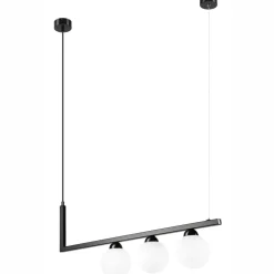 Hängeleuchte Glas Metall Schwarz Weiß Kugelschirme 3x G9