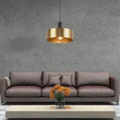 Hängeleuchte Gold Schwarz D: 30 cm rund Metall Modern