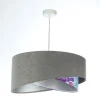 Hängeleuchte Grau Lila Silber Ø 50 cm Velours Optik Stoff
