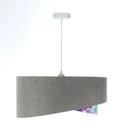Hängeleuchte Grau Lila Silber Ø 50 cm Velours Optik Stoff