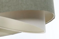 Hängeleuchte Grün Creme E27 rund D: 60 cm Stoff Modern