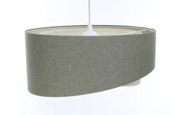 Hängeleuchte Grün Creme E27 rund D: 60 cm Stoff Modern