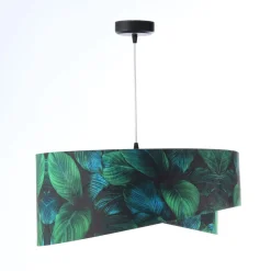 Hängeleuchte Grün Gold E27 Ø 50 cm Tropical Print Stoff
