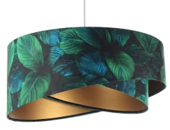 Hängeleuchte Grün Gold E27 Ø 50 cm Tropical Print Stoff