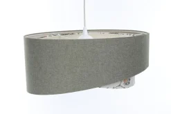 Hängeleuchte Grün Weiß Floral E27 rund D: 60 cm Stoffschirm