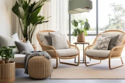 Hängeleuchte Grün Weiß Floral E27 rund D: 60 cm Stoffschirm