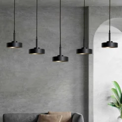 Hängeleuchte groß B: 150 cm Messing Eisen in Schwarz Gold E27