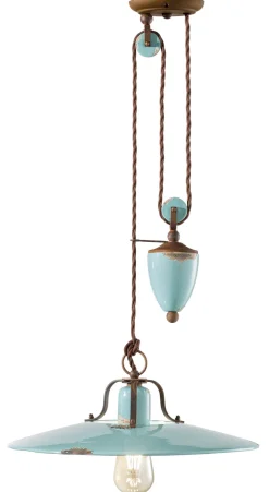 Hängeleuchte Hellblau Shabby Antik Keramik verstellbar E27 Vintage