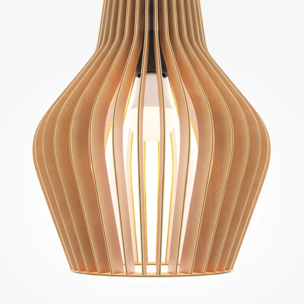 Hängeleuchte Holz Metall E27 Ø 30 cm H: max. 347,5 cm