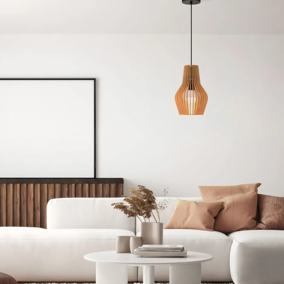 Hängeleuchte Holz Metall E27 Ø 30 cm H: max. 347,5 cm