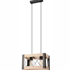 Hängeleuchte Holz Metall verstellbar 2-flammig E27 Rustikal