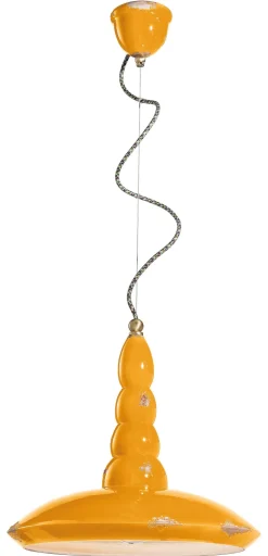 Hängeleuchte Keramik E27 D: 40 cm rund Gelb Industrial