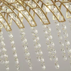 Hängeleuchte Kristall B: 100 cm in Messing Klar 8x G9 Art Déco