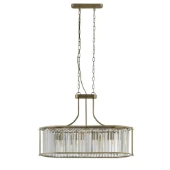 Hängeleuchte Kristall in Messing antik Klar Art Déco