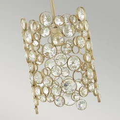 Hängeleuchte Kristall Metall in Blattsilber E27