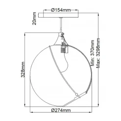 Hängeleuchte Kugel Metall Glas E27 D: 27,4 cm Vintage Design