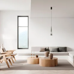 Hängeleuchte LED Metall Glas Up Down rund D: 8 cm Chrom