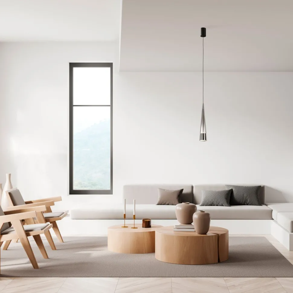 Hängeleuchte LED Metall Glas Up Down rund D: 8 cm Chrom