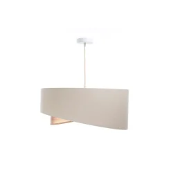 Hängeleuchte Leinen E27 rund D: 50 cm Modern Beige Kupfer