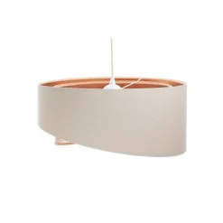 Hängeleuchte Leinen E27 rund D: 50 cm Modern Beige Kupfer