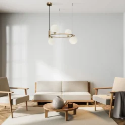 Hängeleuchte Metall Glas B: 39 cm H: max. 178 cm G9