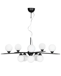 Hängeleuchte Metall Glas B: 100 cm H: max. 160 cm 10x G9