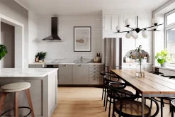 Hängeleuchte Metall Glas B: 100 cm H: max. 160 cm 10x G9