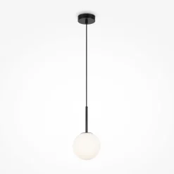 Hängeleuchte Metall Glas E14 Ø 15 cm rund Schwarz Weiß