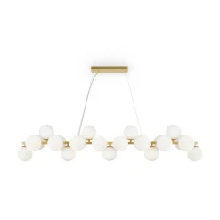 Hängeleuchte Metall Glas H: max. 133,9 cm in Gold Weiß